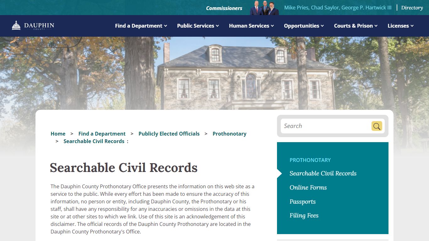 Searchable Civil Records - Dauphin County