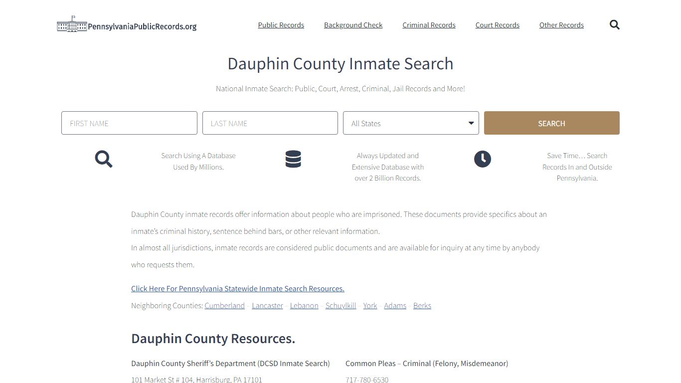 Dauphin County Inmate Search - DCSD Current & Past Jail Records